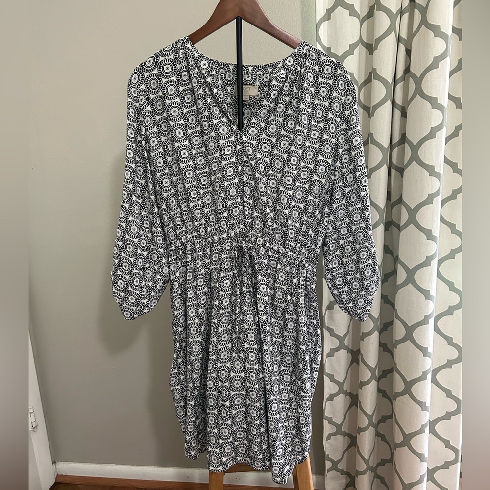 Loft Outlet Petite Dress |Sz Petite Large| Black/White Rayon 2 Pockets